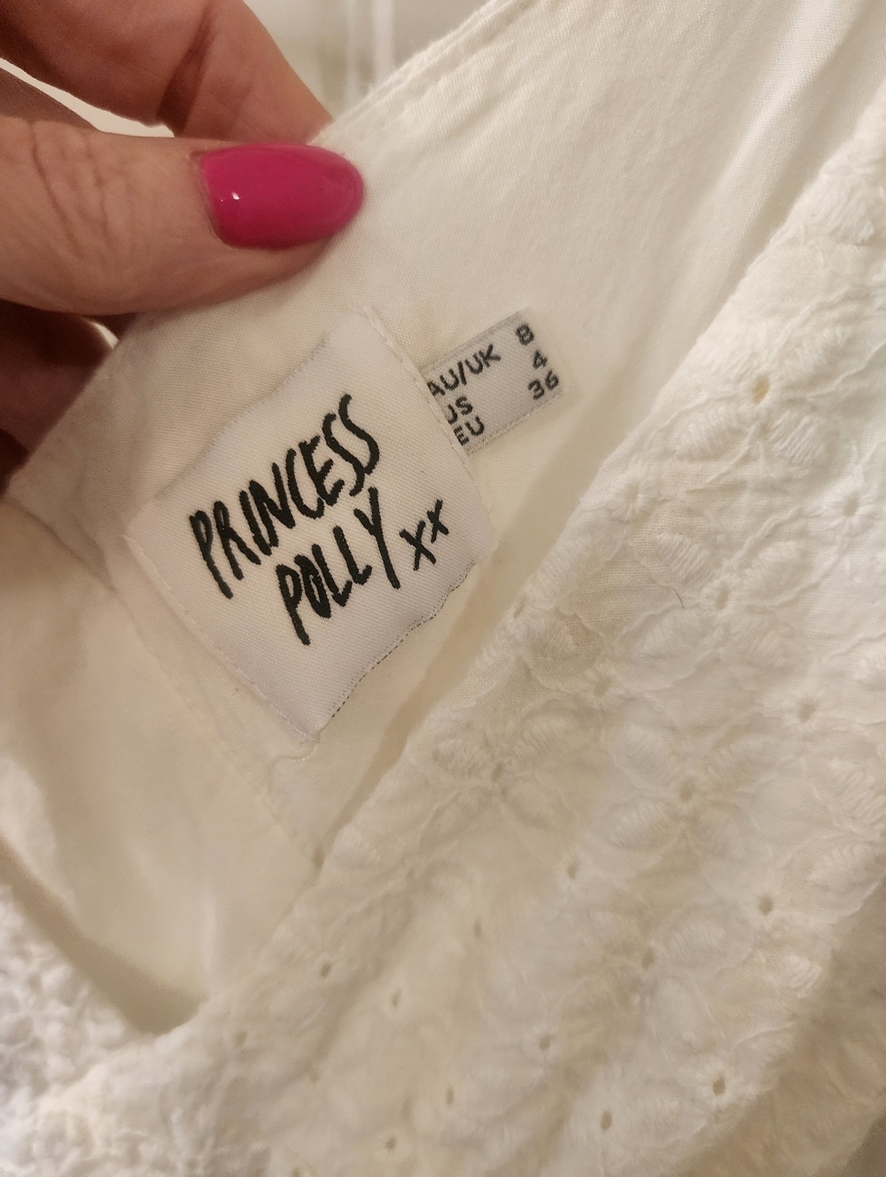 Princess Polly White Eyelet Maxi Dress Cottagecore Bridal Beach Size XS - Picture 3 of 7